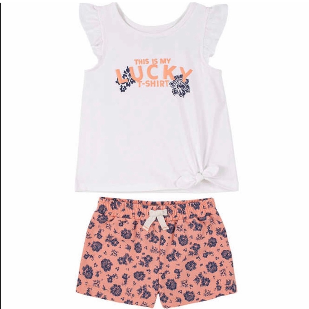 Lucky brand girls flutter sleeve tied tank and shorts set, size 6